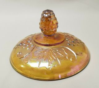 Indiana Amber Grape Harvest Carnival Glass Iridescent Lid For Lacetop Candy Dish