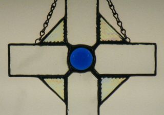 STAINED GLASS CROSS CRUCIFIX,  HAND - CRAFTED SUNCATCHER 2