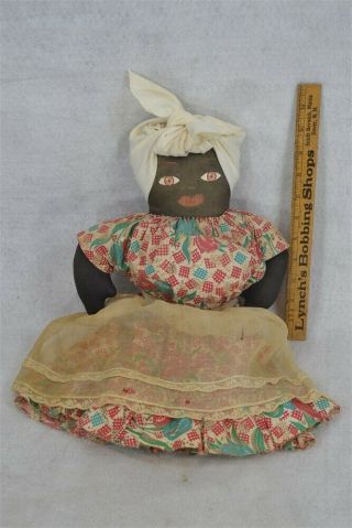 Antique Rag Doll Mammy Cloth Jemima African American 18 In 1920 - 30 Hand Made