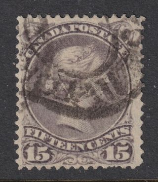 Canada Sg 61b Scott 29 F/vf 1868 15¢ Gray Violet Large Queen Scv $65