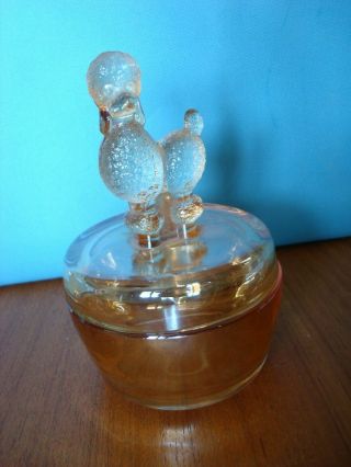 50s Poodle Jeannette Glass Marigold Luster Trinket Dish,  Powder Jar