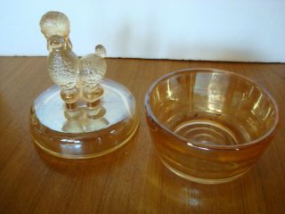 50s Poodle Jeannette Glass Marigold Luster trinket dish,  powder jar 2