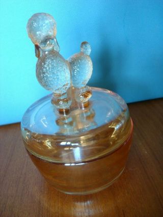 50s Poodle Jeannette Glass Marigold Luster trinket dish,  powder jar 3