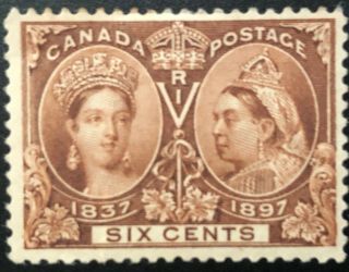 Canada 1897 55 Queen Victoria Jubilee Issue 6 Cent Yellow Brown