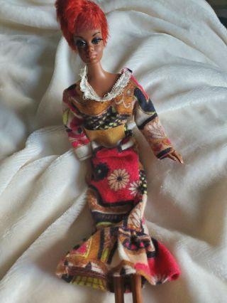 Vintage 1966 Mattel Barbie Doll Julia African American TNT Twist &Turn Red Hair 3