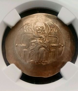 Byzantine Empire Isaac Ii Aspron Trachy Ngc Choice Au 4/4 Ancient Electrum Coin