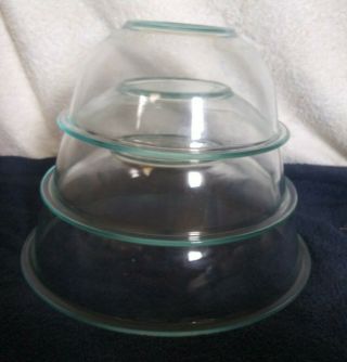 Vintage Pyrex Set Of 3 Clear Glass Nesting Mixing Bowls 323 325 326