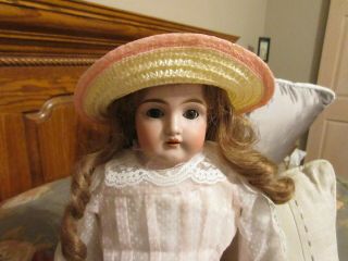Antique Kestner DEP 7 154 Bisque Head Doll leather body dress handmade hat 2