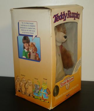 Vintage 1985 Teddy Ruxpin Bear,  w/Box,  Books & 4 Cassette Tapes 3