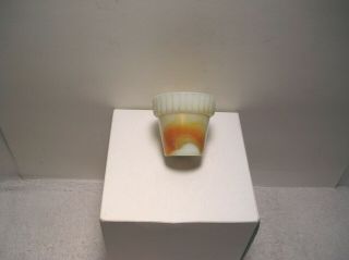 Vintage Akro Agate Slag Glass White/ Orange Swirl Mini Planter Usa