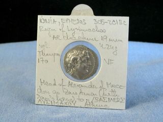 Ancient Greek Coin Ionia Ephesos Silver Drachm Ar 288 - 281bc Vf Alexander Macedon
