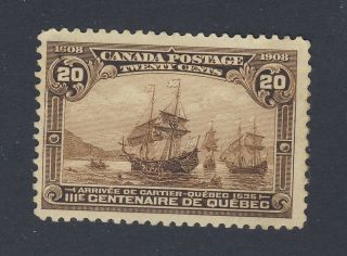Canada 1908 Quebec Tercent.  Stamp 103 - 20c Mng Fine Pinhole Guide Value= $150.  00