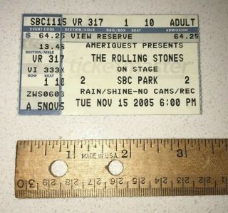 November 15 11/25 2005 The Rolling Stones Ticket Stub Sbc Park San Francisco Ca