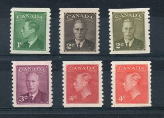 Canada 1950 - 51 George 6th Set Of 6 Coil Stamps Sg,  419 - 422a U/m Lot 4629b