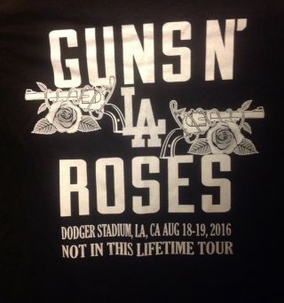 Guns N Roses Dodger Stadium Not In This Lifetime Tour Shirt 2x 8/18 8/19 Wow