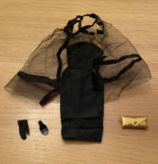 Vintage Barbie Black Magic 1609 1964 - 65 Cape,  Dress,  Purse,  1 Shoe,  1 Glove.