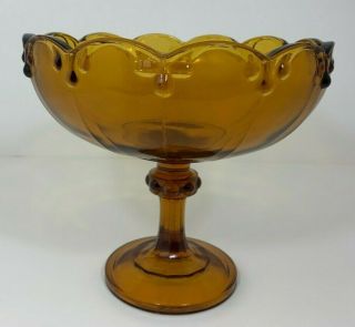 Vintage Indiana Glass Large Amber Tear Drop Garland Compote Tall Ftd.  Fruit Bowl