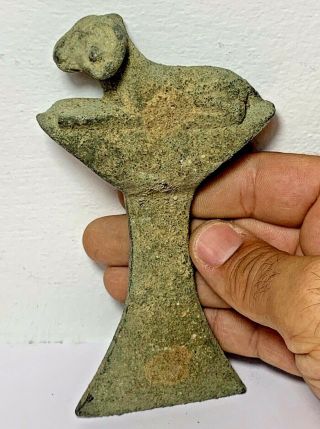 Extremely Rare Luristan Bronze War Ax - Decorated With Ram Ca 1000 - 700 Bc 153mm
