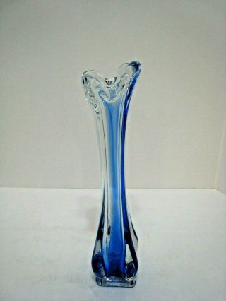 Vintage Asymmetrical Handmade Art Glass Bud Vase Cobalt Blue Kreiss Japan