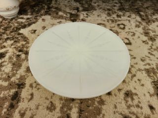 Vintage White Milk Glass Cake Plate With Pedestal Footed Base Star Burst Pattern