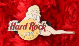 Hard Rock Cafe Pin Las Vegas Girl Of Rock Series Gor Blonde Logo Hat Lapel White