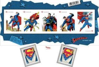 2013 Superman 75th.  Anniversary Stamp Set Of 3