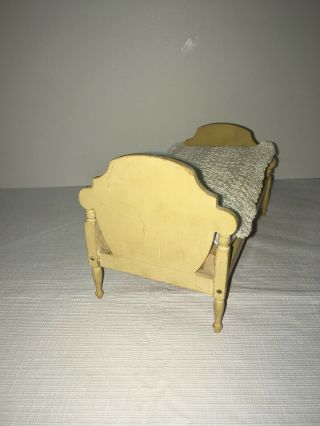 Antique Vintage German Dollhouse Bed With Linens 3