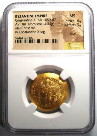 Constantine X AV Gold Histamenon Nomisma Christ Coin (1059 - 67 AD) - NGC MS (UNC) 2