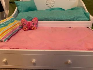 American Girl Doll Bunk Bed - Includes Blue And Pink Matress,  Sheets,  And Pillows