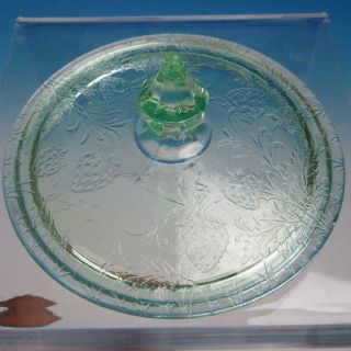 Us Glass Company Depression Glass - Green Strawberry Sugar Lid - Top Only