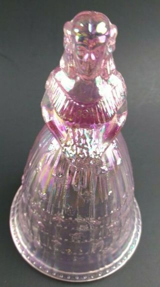 Vintage Lenox Imperial Glass Pink Iridescent Southern Belle Ringing Bell Stamped 2