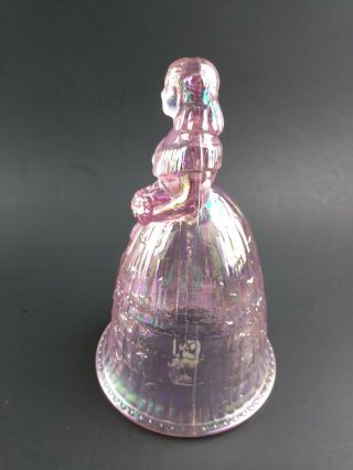 Vintage Lenox Imperial Glass Pink Iridescent Southern Belle Ringing Bell Stamped 3