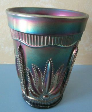 Fenton Cobalt Iridescent Carnival Art Glass Cactus Pattern 4 " Tumbler