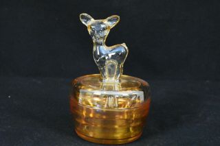 Vintage Jeannette Marigold Deer Covered Candy/trinket Dish