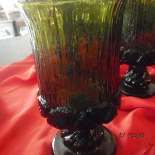 Vintage Fostoria Sorrento Green Glass Set of 4 Water Goblet Glasses 3