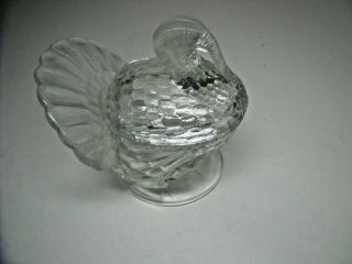 Vintage L.  E.  Smith Large Clear Glass Turkey Candy Dish 1940 
