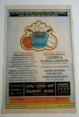 Chili Cook Off & Country Music Festival 2013 Lucero Sturgill Simpson Show Poster