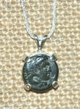 Authentic Ancient Greek Coin Of Alexander The Great 925 Sterling Silver Necklace