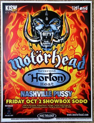 Motorhead 2009 Gig Poster Seattle Washington Concert