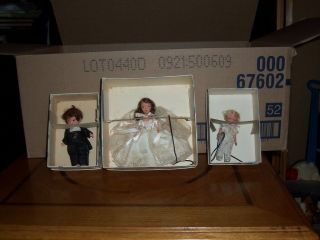 Vintage Nancy Ann Storybook Dolls 1939 Bride,  Groom,  Ring Bearer Boxes