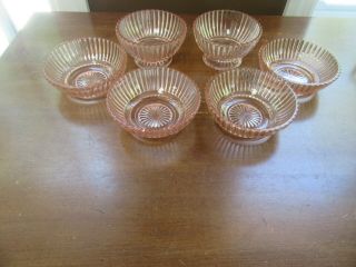 6 Vintage Pink Depression Glass Anchor Hocking Queen Mary Dessert Bowls 5 "