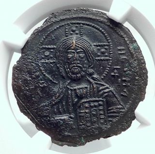Jesus Christ Class A3 Anonymous Ancient 1020ad Byzantine Follis Coin Ngc I80774