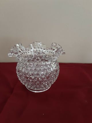 Vtg Fenton Clear Glass Hobnail Rosebowl 5 1/4 "