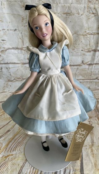 Rare Vintage Franklin 1st Edition Alice In Wonderland Doll 11” W/stand