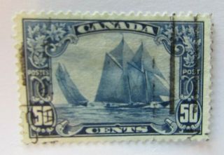 1929 Canada Sc 158 Blue Nose - Schooner Vf 50 Cent Stamp