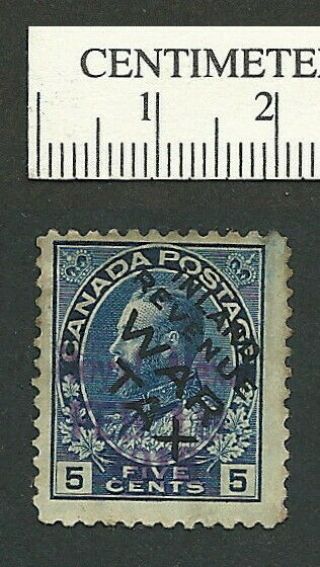 107 - 82 Canada 5c Kgv Inland Revenue War Tax Wwi Fwt4 Mr2bi