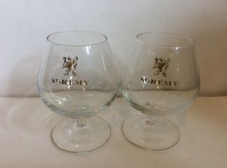 Set Of 2 St.  Remy Brandy Snifters Glasses Lion Logo 4 3/4”