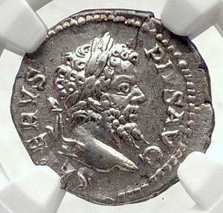 Septimius Severus Authentic Ancient 205ad Rome Silver Roman Coin Ngc I72639