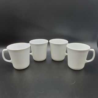 Set Of 4 Vintage Corning Coffee Tea Cup Mug White Restaurant Ware 8oz Milk Glass