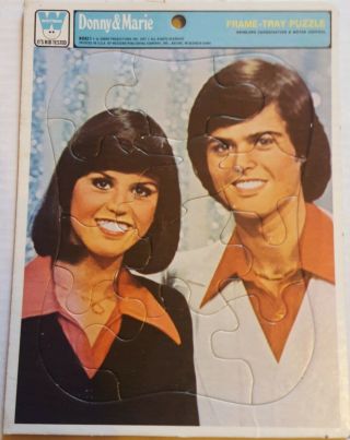 Vintage Donny And Marie Head Shot Frame Tray Puzzle,  Whitman,  1977